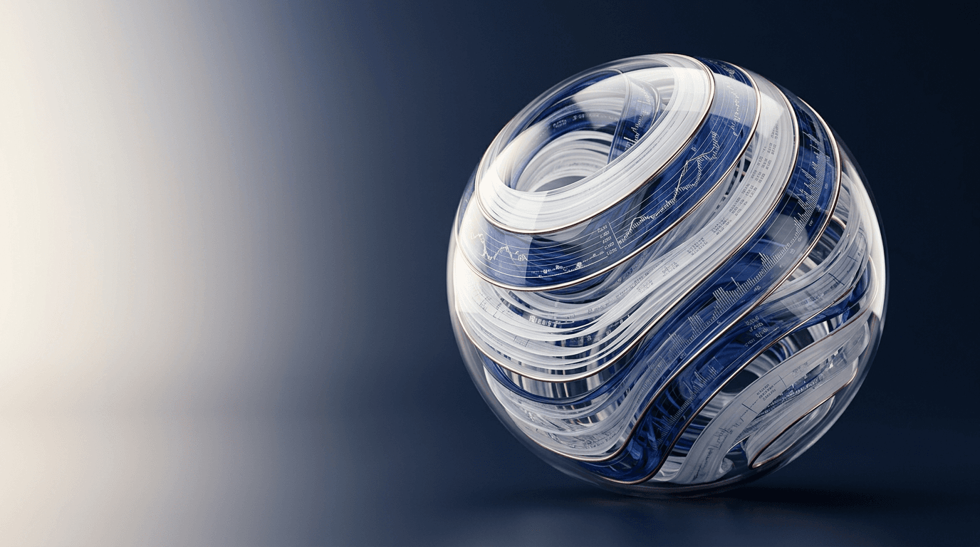 Abstract glass sphere representing connected financial intelligence